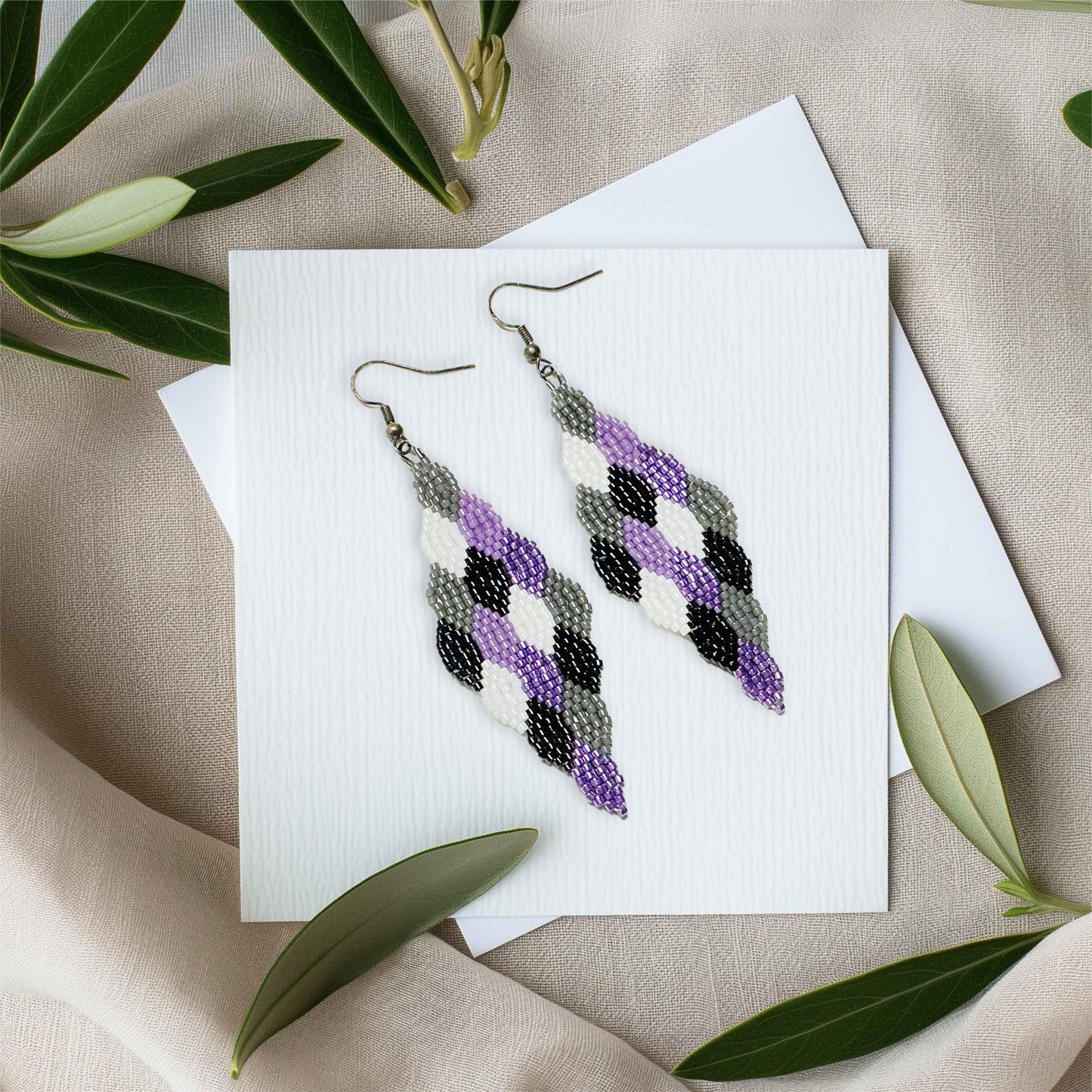 Asexual Pride Bead Stack Earrings
