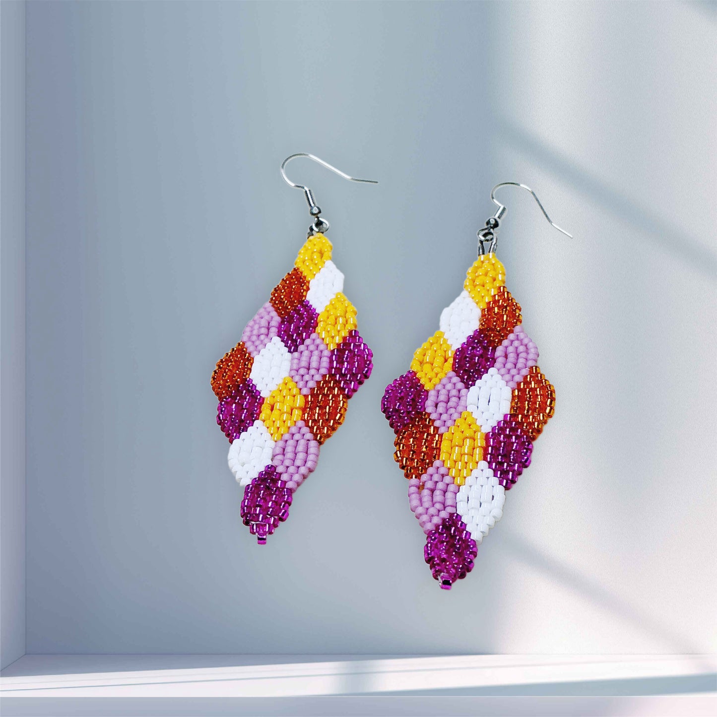 Lesbian theme beaded earrings