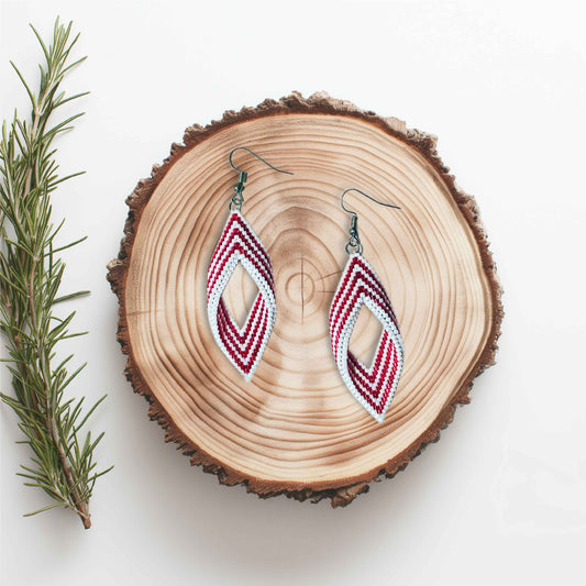 Candy Cane Folded Bead Earrings