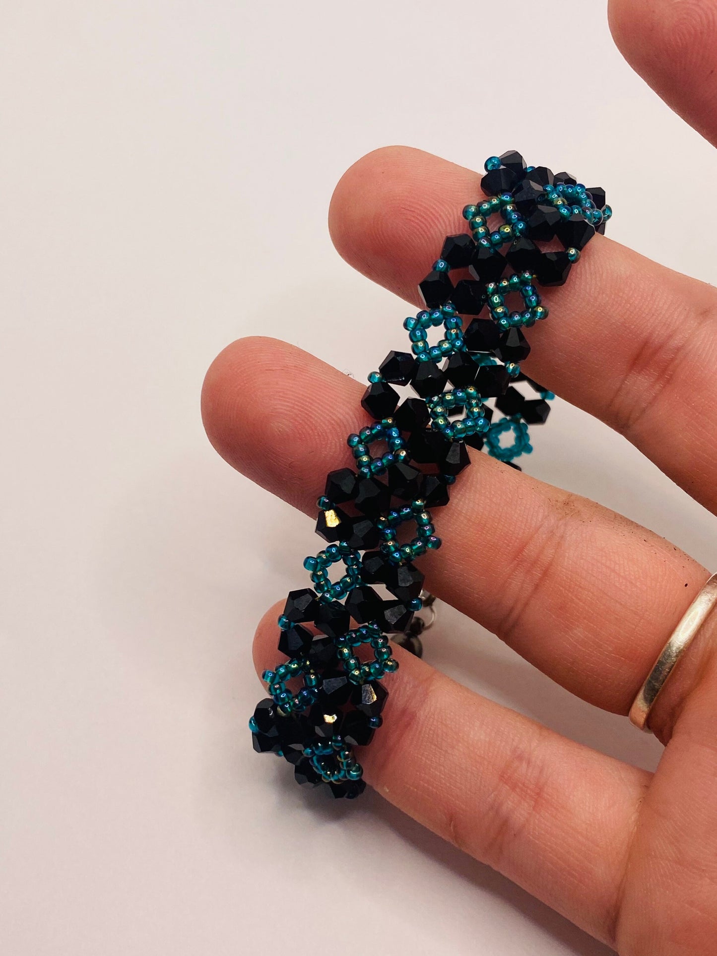 Blue diamonds beaded bracelet