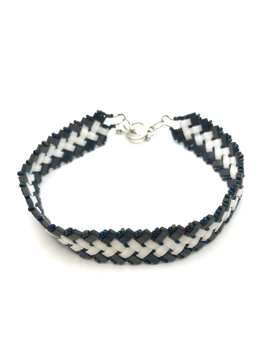 Matte Grey & Iridescent Woven Bracelet